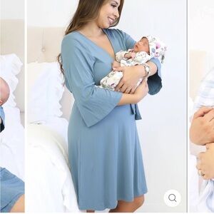 Caden Lane Women's Bamboo Dusty Blue Robe